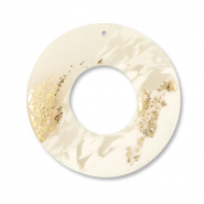 Polymer pendants round Off White-Beige-Gold