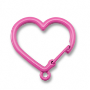 Colourful jewellery findings key chain heart with loop Magenta Pink