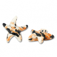 Beads Ceramic starfish Off White-Black-Brown