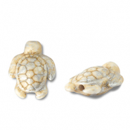 Beads Ceramic turtle Off White-Gold-Silver