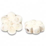 Beads Ceramic flower Off White