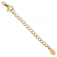 Stainless Steel findings extension chain set oval with lobster clasp Gold