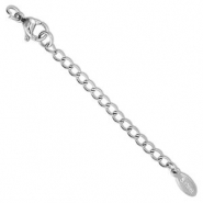 Stainless Steel findings extension chain set oval with lobster clasp Silver