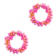 Stainless steel charms beads Fuchsia