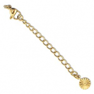 Stainless Steel findings extension chain set flower with lobster clasp Gold