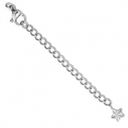 Stainless Steel findings extension chain set star with lobster clasp Silver