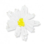 Glass seed beads charms flower Transparent White-Transparent Yellow-White