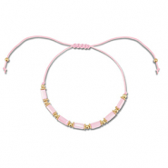 Ready-made Bracelets mixed beads Light Pink-Gold