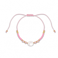 Ready-made Bracelets mixed beads Pink-White-Gold