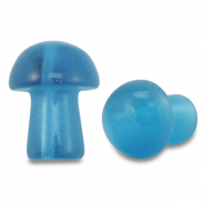 Natural stone beads glass mushroom Blue