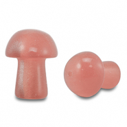 Natural stone beads glass mushroom Light Coral Red