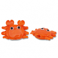 Hand-painted glass beads crab Orange-Black-White