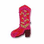 Brooches cowboy boot Pink-Red-Gold