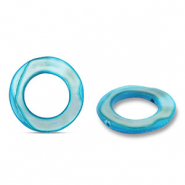 Shell beads 20mm round Blue