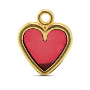 DQ European metal charms heart Red-Gold (Nickelfree)