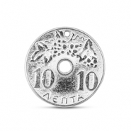 DQ European metal charms coin Antique Silver (Nickelfree)
