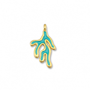 DQ European metal charms coral Turquoise Blue-Gold (Nickelfree)