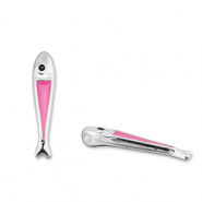 DQ European metal charms fish Magenta Pink-Antique Silver (Nickelfree)