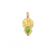 DQ European metal charms rhombus Light Green-Gold (Nickelfree)