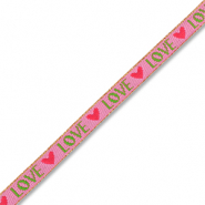 BY31&reg; Ribbon text "Love" Dark Pink-Green-Red-Gold