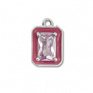 Brass TQ metal charms rectangle Silver-Purple