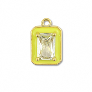 Brass TQ metal charms rectangle Gold-Neon Yellow-Light Yellow