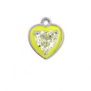 Brass TQ metal charms heart Silver-Neon Yellow-Light Yellow