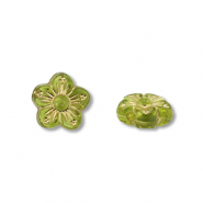 Acrylic beads flower Olive Green-Gold