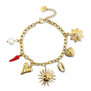 Stainless steel bracelets with charms summer Gold-Red-White