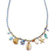 Stainless steel necklaces with charms sealife Gold-Multicolour