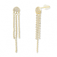 Brass TQ metal earrings / earpins jellyfish Gold-Transparent