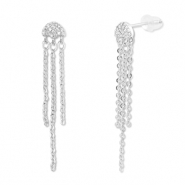 Brass TQ metal earrings / earpins jellyfish Silver-Transparent