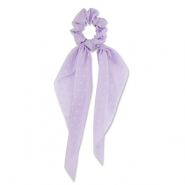 Scrunchie hair tie with ribbon dots Light Purple