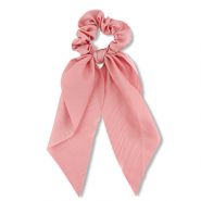 Scrunchie hair tie  with ribbon Coral Pink