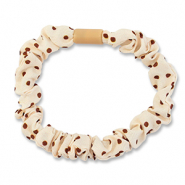 Scrunchie hair tie dots Off White-Brown