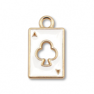 Metal charms enamel card Gold-White