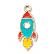 Metal charms enamel rocket Gold-Multicolour