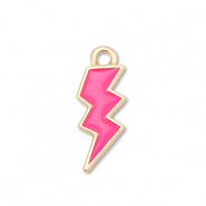 Metal charms enamel lightning Gold-Fuchsia Pink