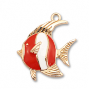 Metal charms enamel fish Gold-Red-White