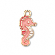 Metal charms enamel seahorse Gold-Peach Pink