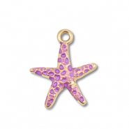 Metal charms enamel starfish Gold-Purple