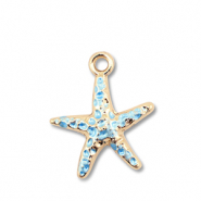 Metal charms enamel starfish Gold-Light Blue