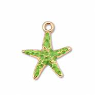 Metal charms enamel starfish Gold-Green