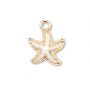 Metal charms enamel starfish Gold-White