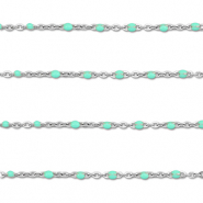 Stainless steel findings belcher chain 1mm Silver-Mint Turquoise