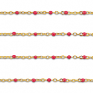 Stainless steel findings belcher chain 1mm Gold-Cherry Red