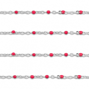 Stainless steel findings belcher chain 1mm Silver-Cherry Red