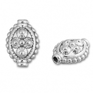 Stainless steel beads oval with dots Silver