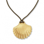 Statement necklaces rope with shell Dark Green-Gold