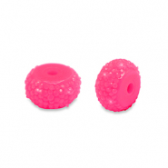 Resin beads rondelle 12mm Neon Pink